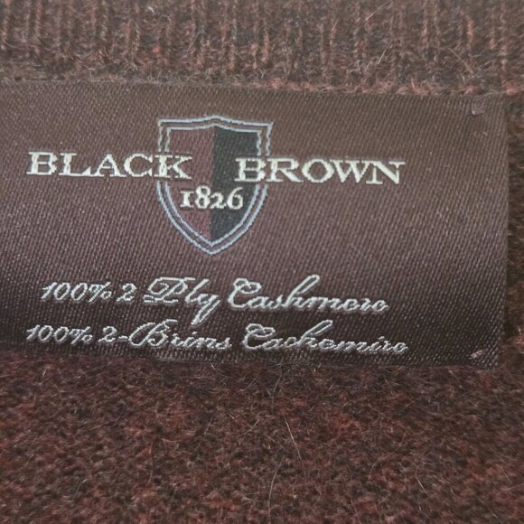 Black Brown 1826 100% Cashmere V Neck Sweater Dark Burgundy Size M - Picture 3 of 5